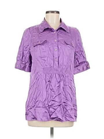 BCBGMAXAZRIA Short Sleeve Silk Top (view 1)