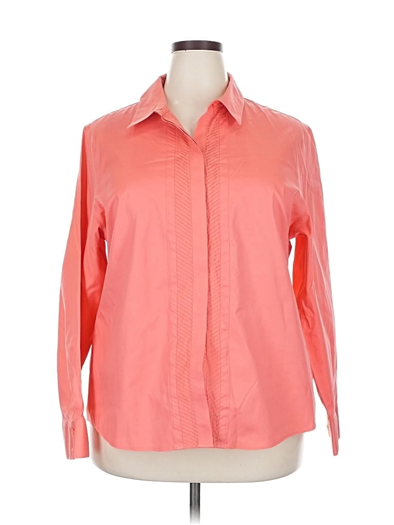 Pre-owned Chico's Long Sleeve Button Down Shirt In Orange