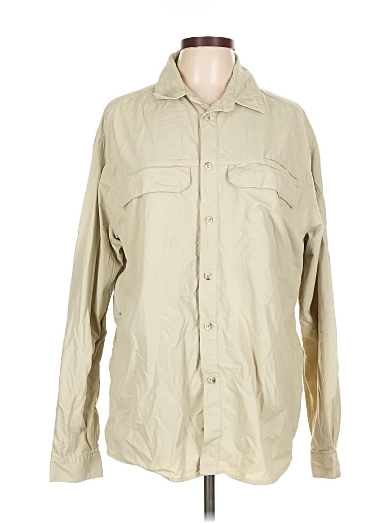Pre-owned Rei Long Sleeve Button Down Shirt In Brown