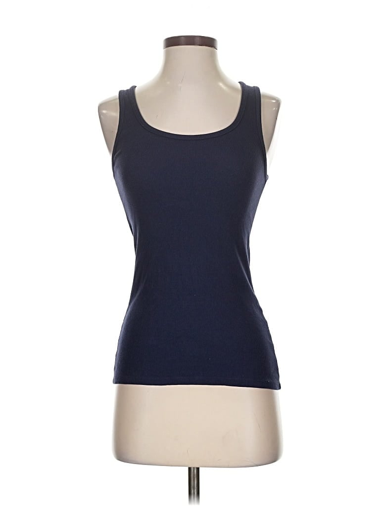 Pre-owned Michael Stars Tank Top Blue Solid Pattern Scoop Neck Tops