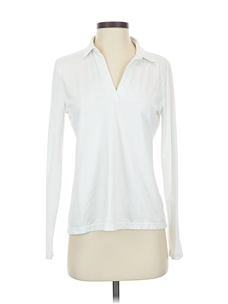 Pre-owned Renwick Long Sleeve Polo Shirt In White