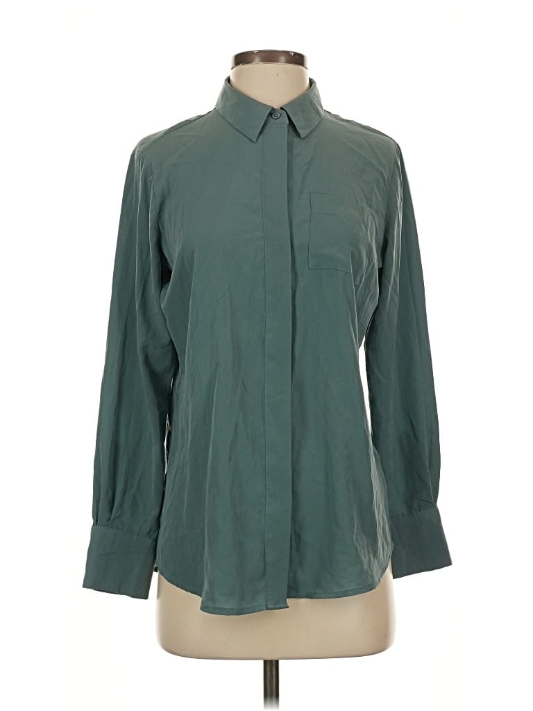 Pre-owned Nine West Long Sleeve Blouse In Green
