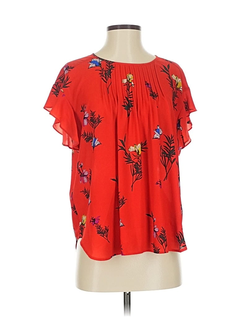 Pre-owned Cece Short Sleeve Blouse In Red