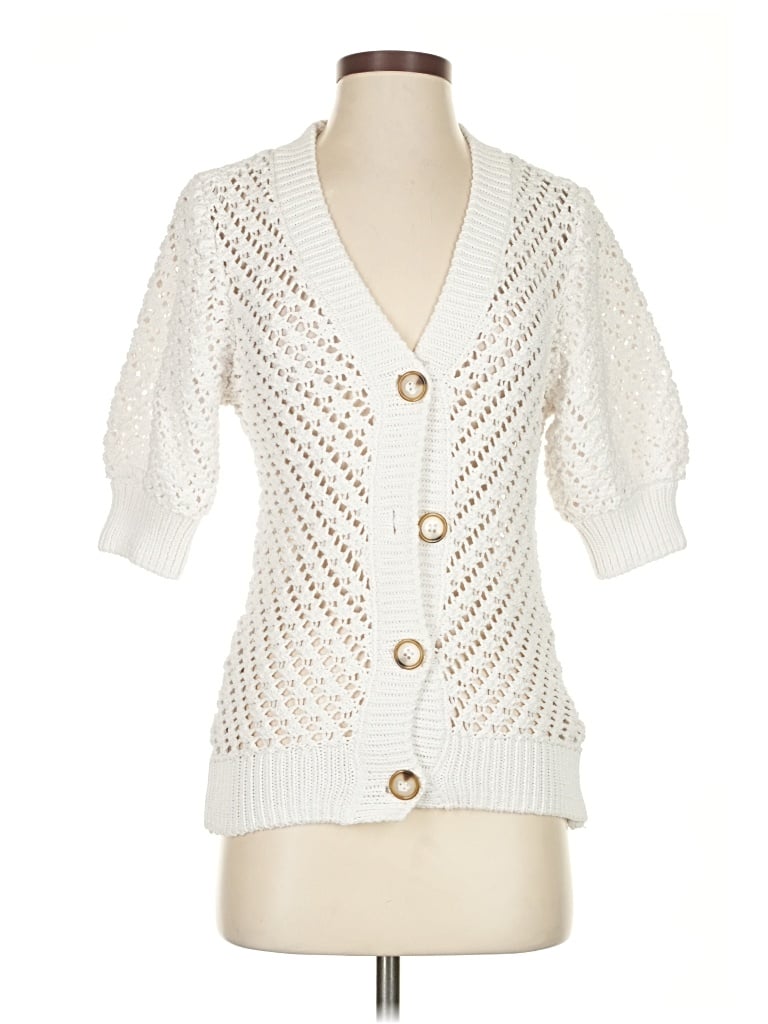 Pre-owned Design History Cardigan Sweater In White