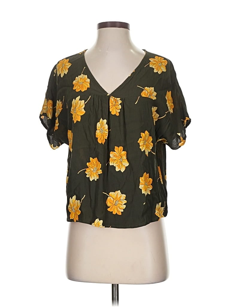 Pre-owned Madewell Short Sleeve Blouse In Yellow