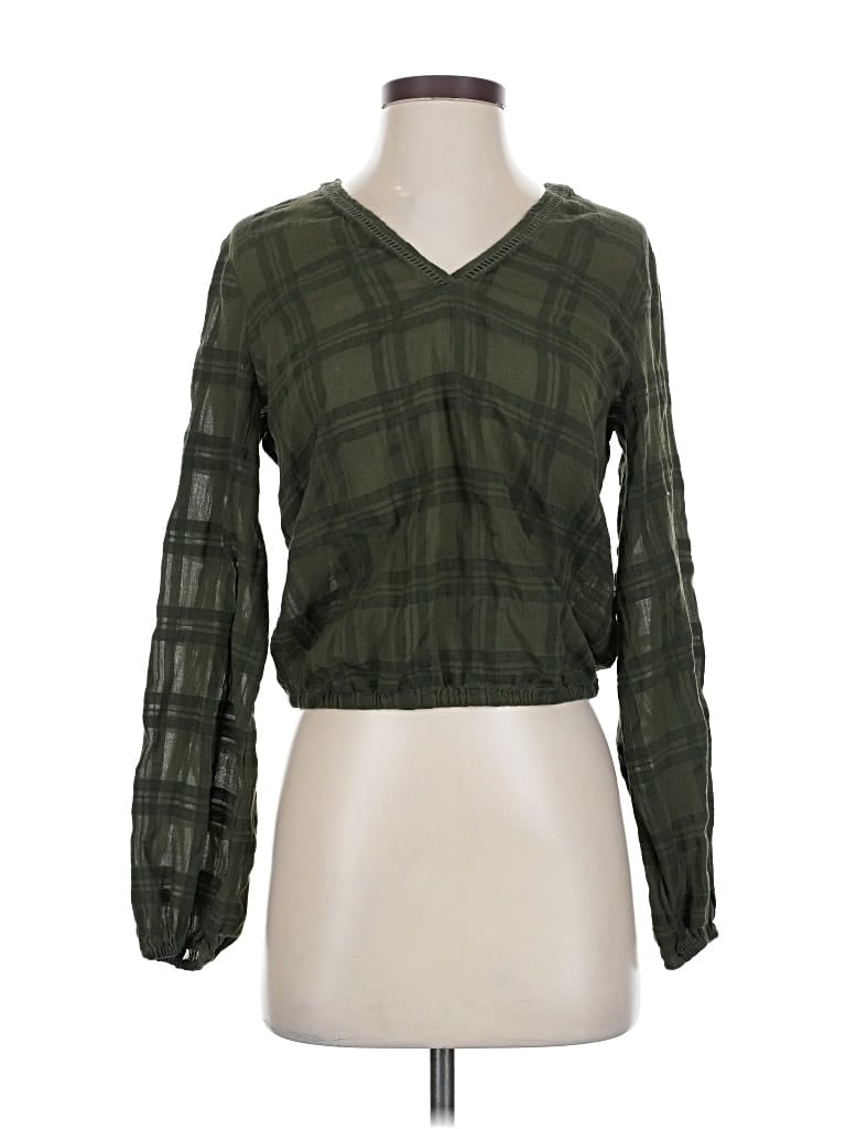 Pre-owned Express Long Sleeve Blouse In Green