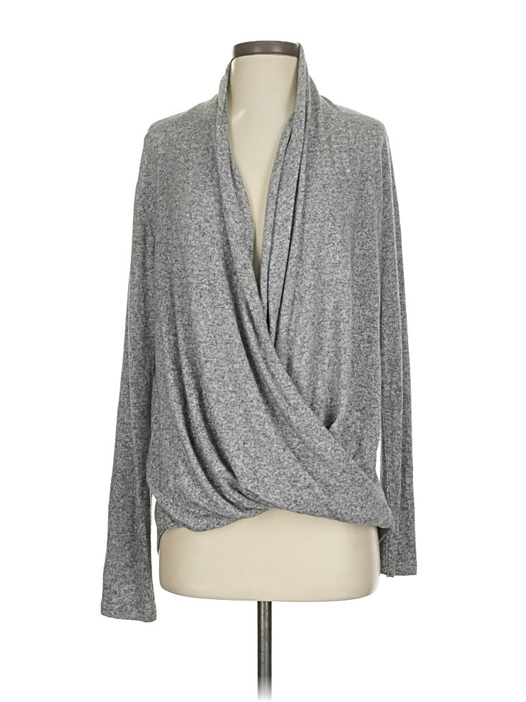 Pre-owned Pure And Good Long Sleeve Top Gray Cowl Neck Tops