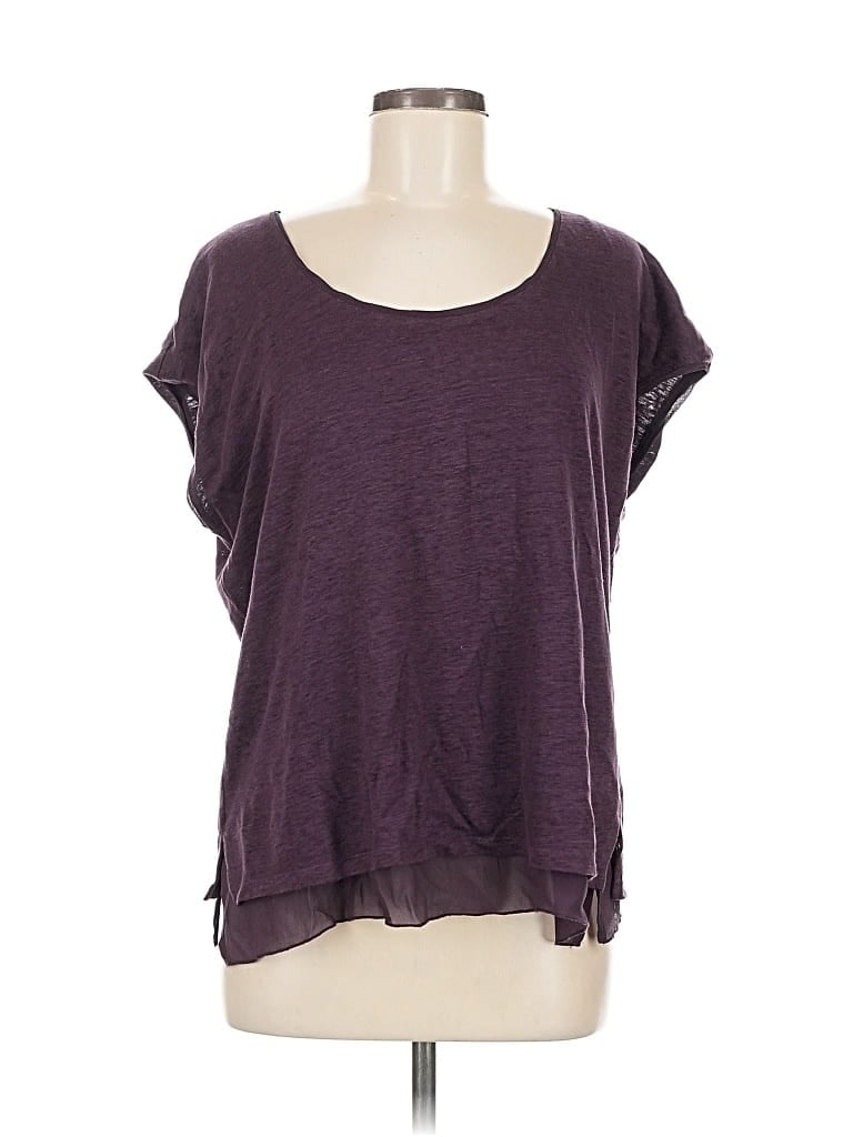 Pre-owned Vince Short Sleeve Top Purple Scoop Neck Tops