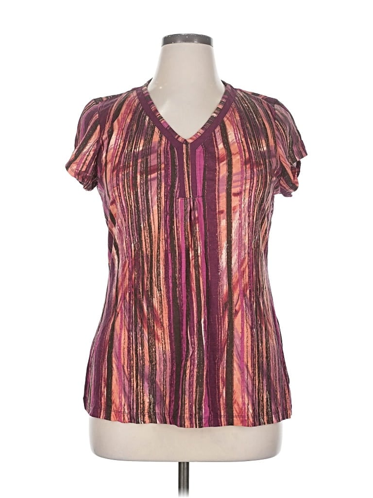Pre-owned Liz Claiborne Short Sleeve T-shirt In Purple
