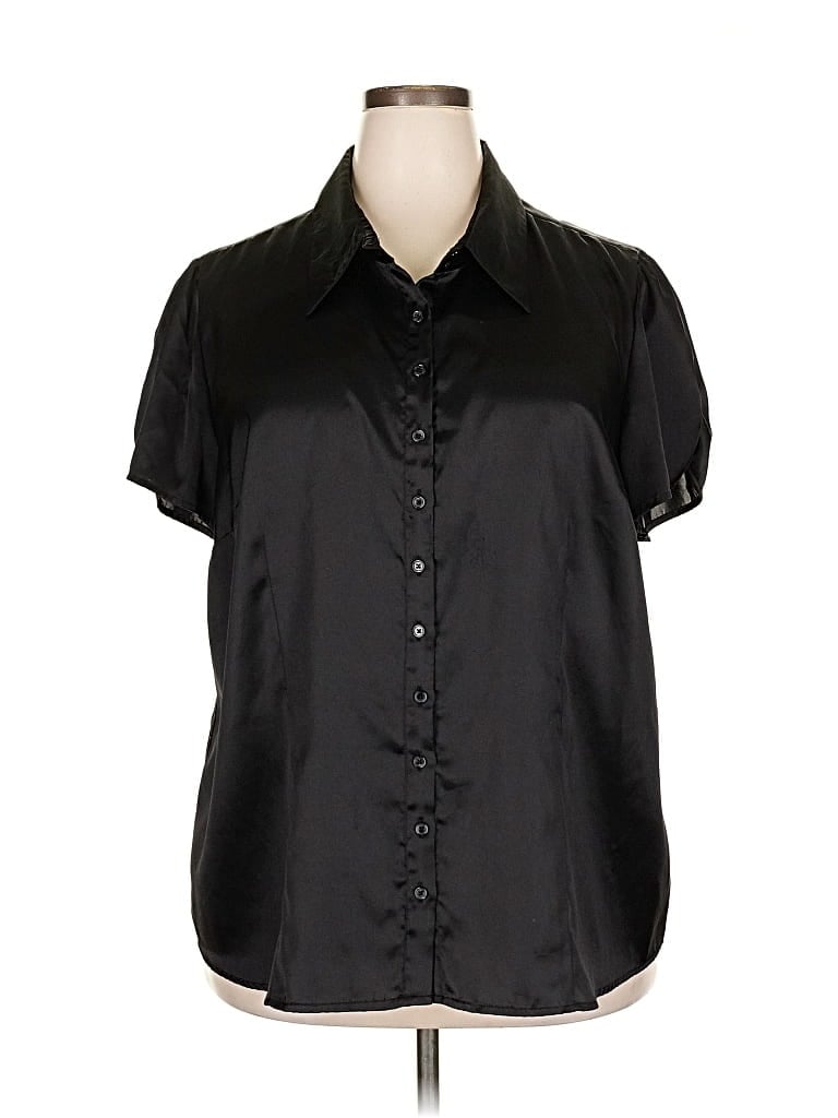 Pre-owned Lane Bryant Short Sleeve Blouse In Black