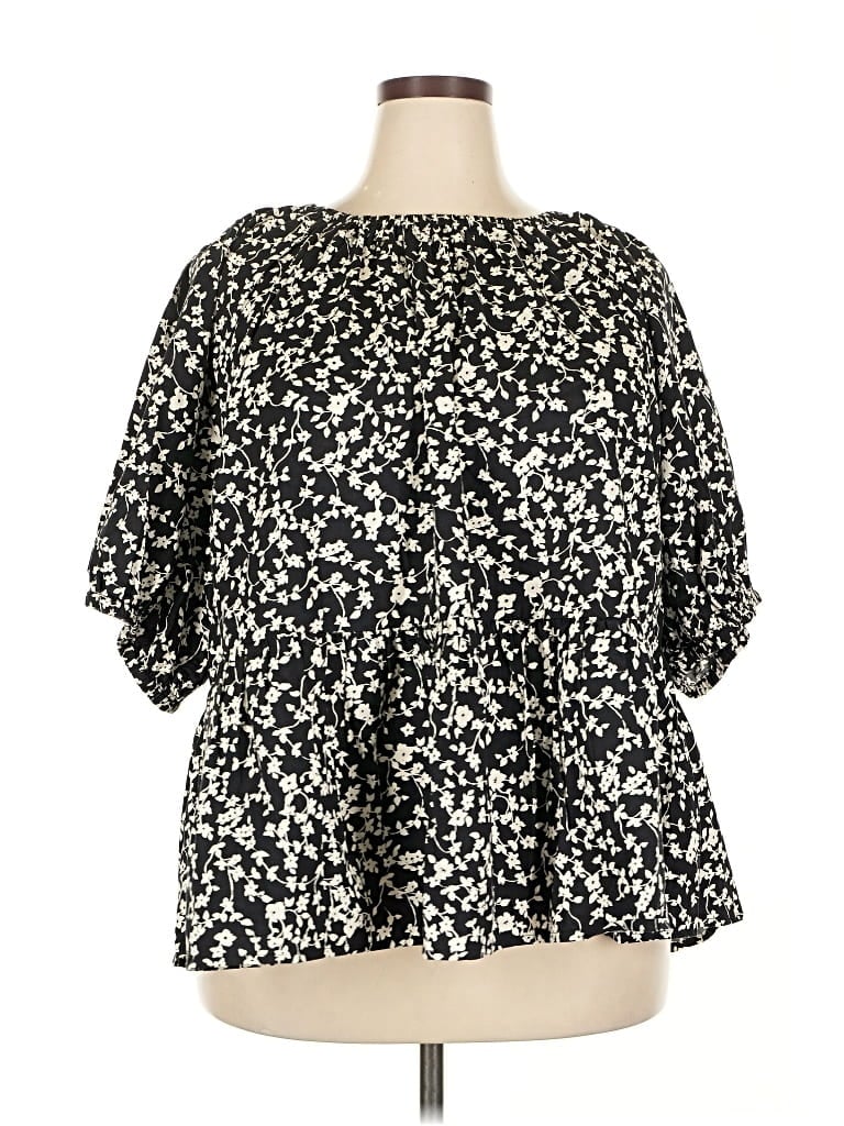 Pre-owned Old Navy 3/4 Sleeve Blouse In Black