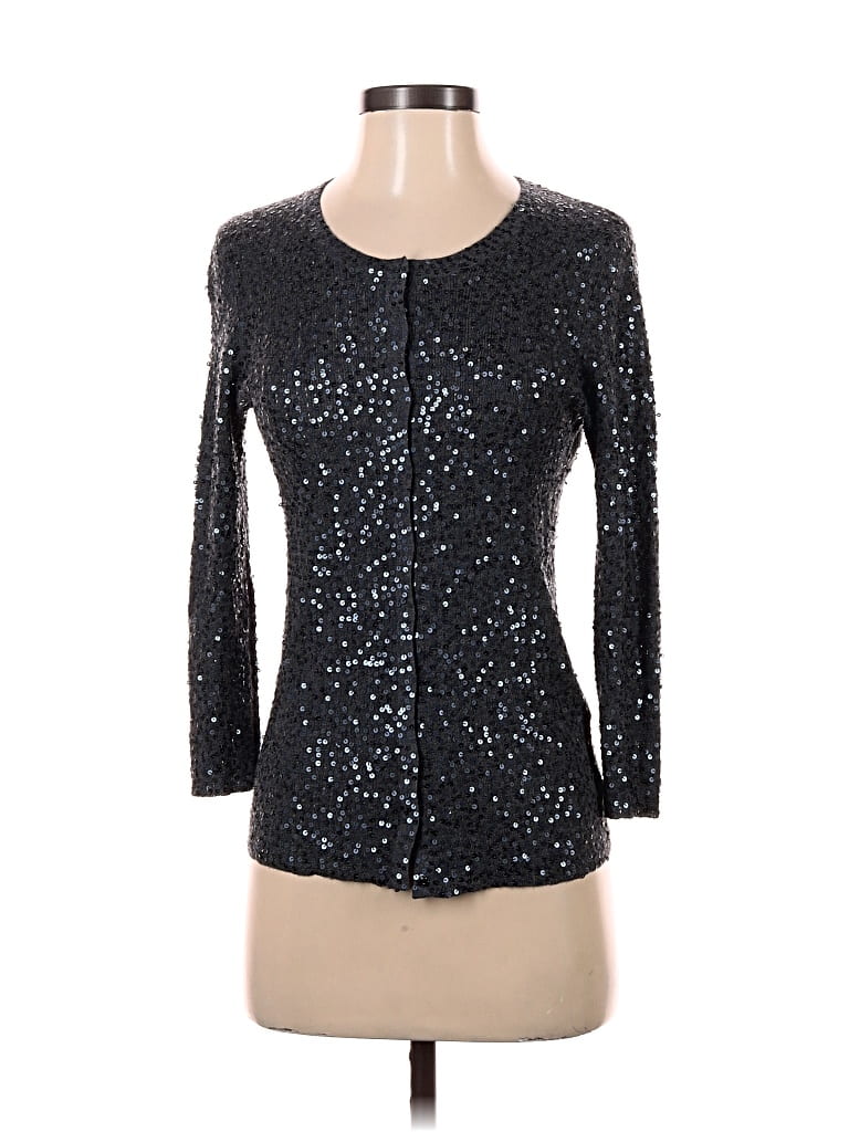 Pre-owned C By Bloomingdale's 3/4 Sleeve Top Silver Sweetheart Neckline Tops