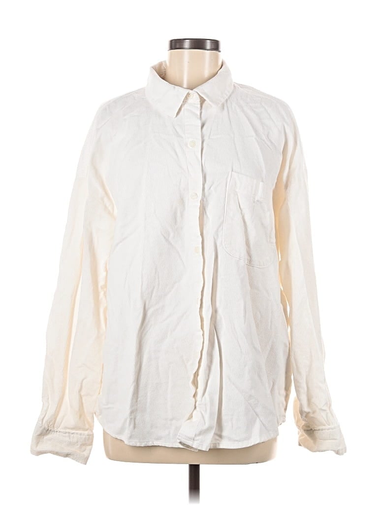 Pre-owned Divided By H&m Long Sleeve Button Down Shirt In White