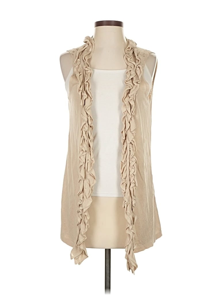 Pre-owned August Silk Cardigan Sweater In Brown