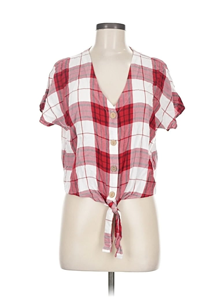 Pre-owned Universal Thread Short Sleeve Blouse In Red