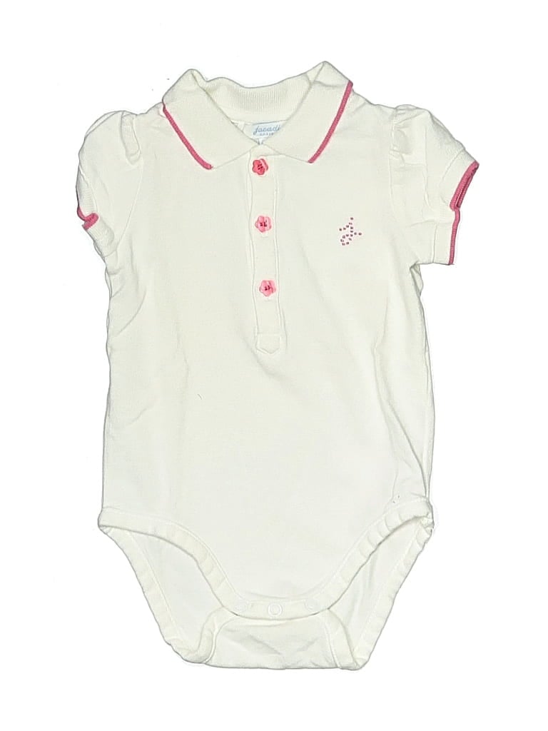 Pre-owned Jacadi Babies' Short Sleeve Onesie In White