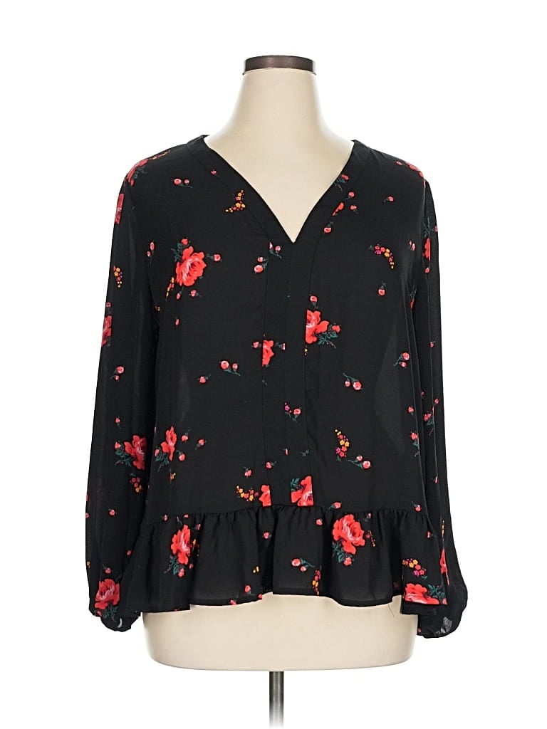 Pre-owned Gap Long Sleeve Blouse In Black