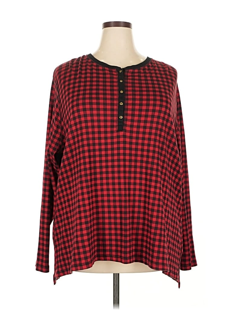 Pre-owned Chaps Long Sleeve Henley Shirt In Red