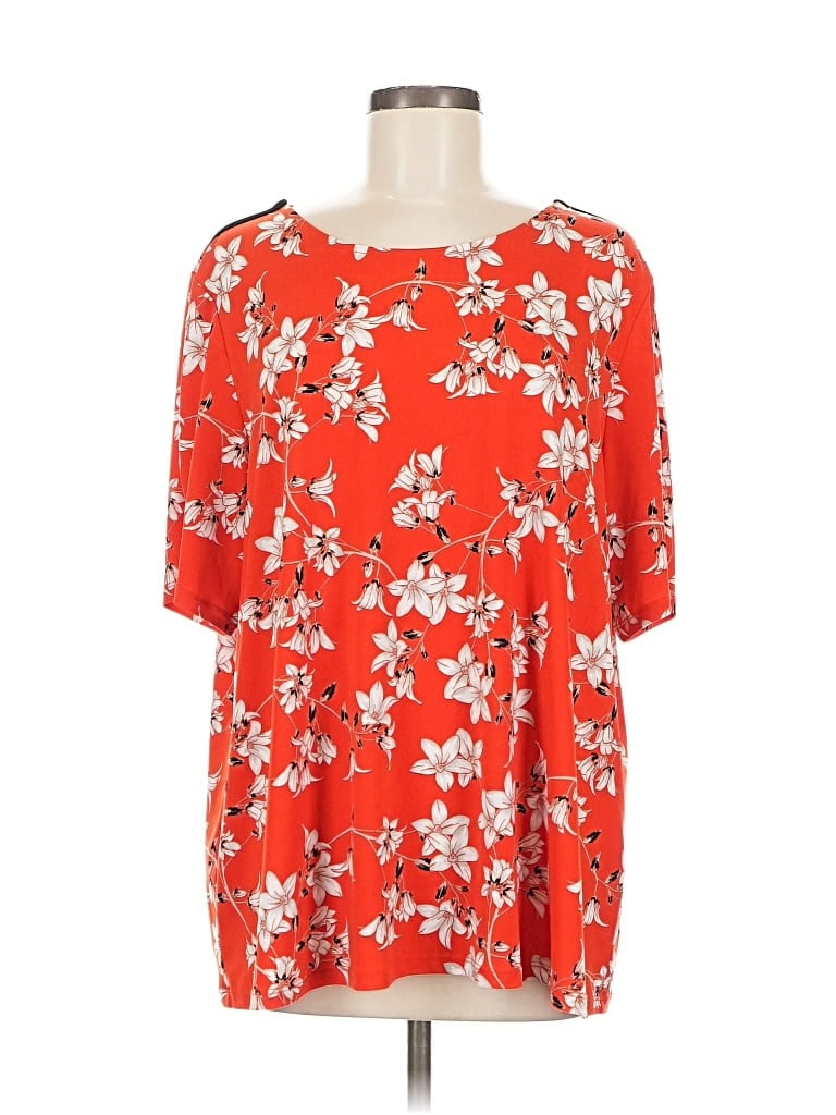 Pre-owned Calvin Klein Short Sleeve Blouse In Orange