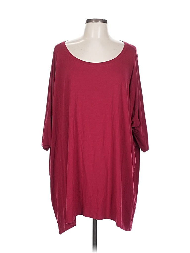 Pre-owned Eileen Fisher 3/4 Sleeve T-shirt In Burgundy