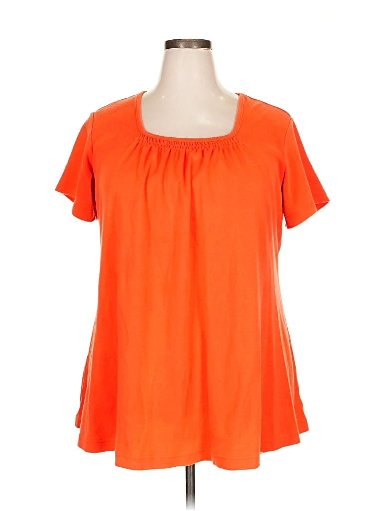 Pre-owned Woman Within Short Sleeve Blouse In Orange