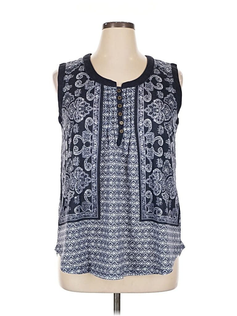 Pre-owned Suzanne Betro Sleeveless Blouse In Blue