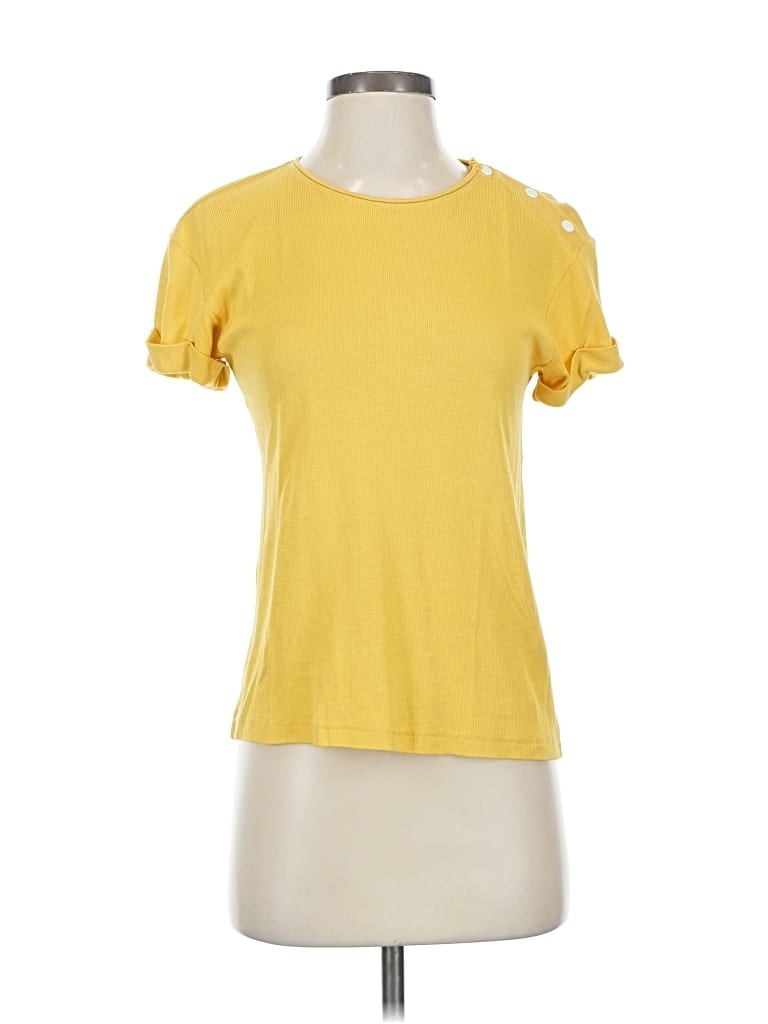 Pre-owned Rag & Bone Short Sleeve Top Yellow Keyhole Neckline Tops