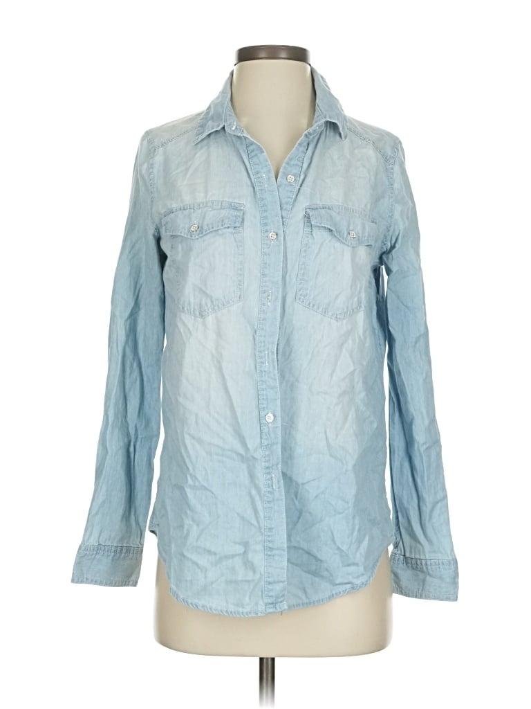 Pre-owned Polly & Esther Long Sleeve Button Down Shirt In Blue