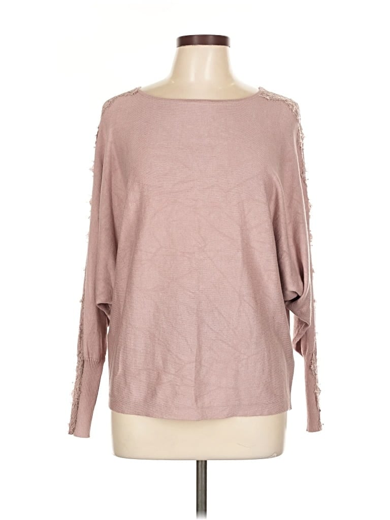 Pre-owned Cable & Gauge Long Sleeve Top Pink Boatneck Tops