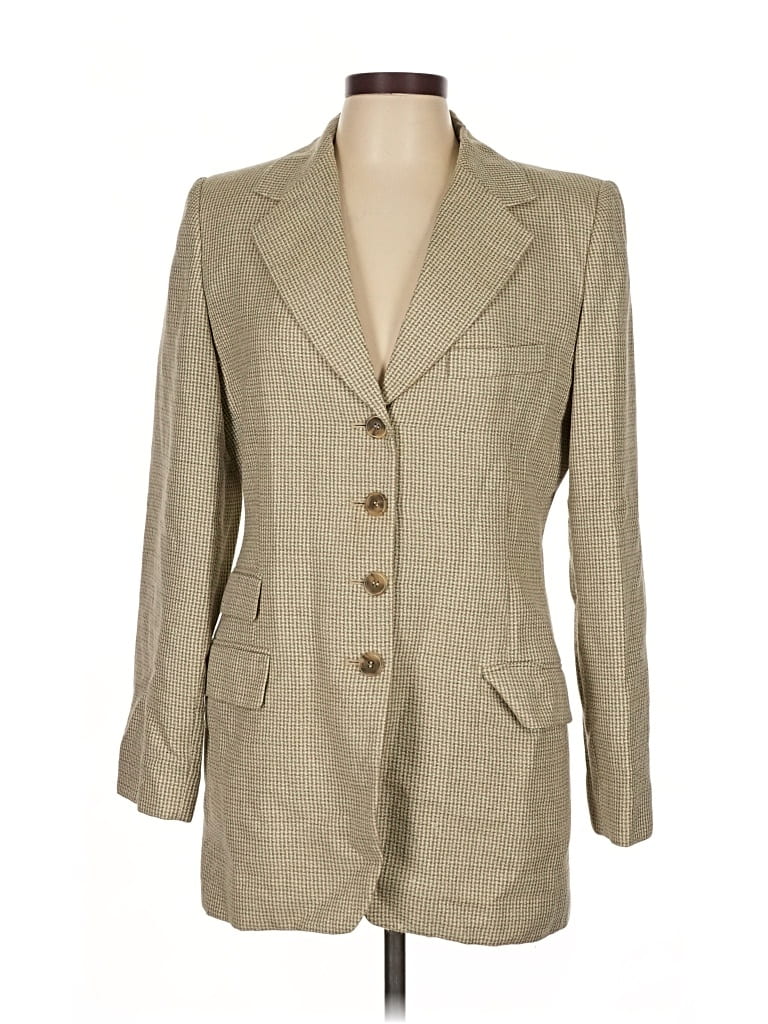 Pre-owned Linda Allard Ellen Tracy Silk Blazer Jacket In Brown