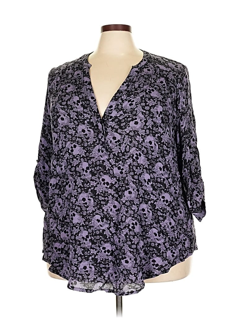 Pre-owned Torrid 3/4 Sleeve Blouse In Purple