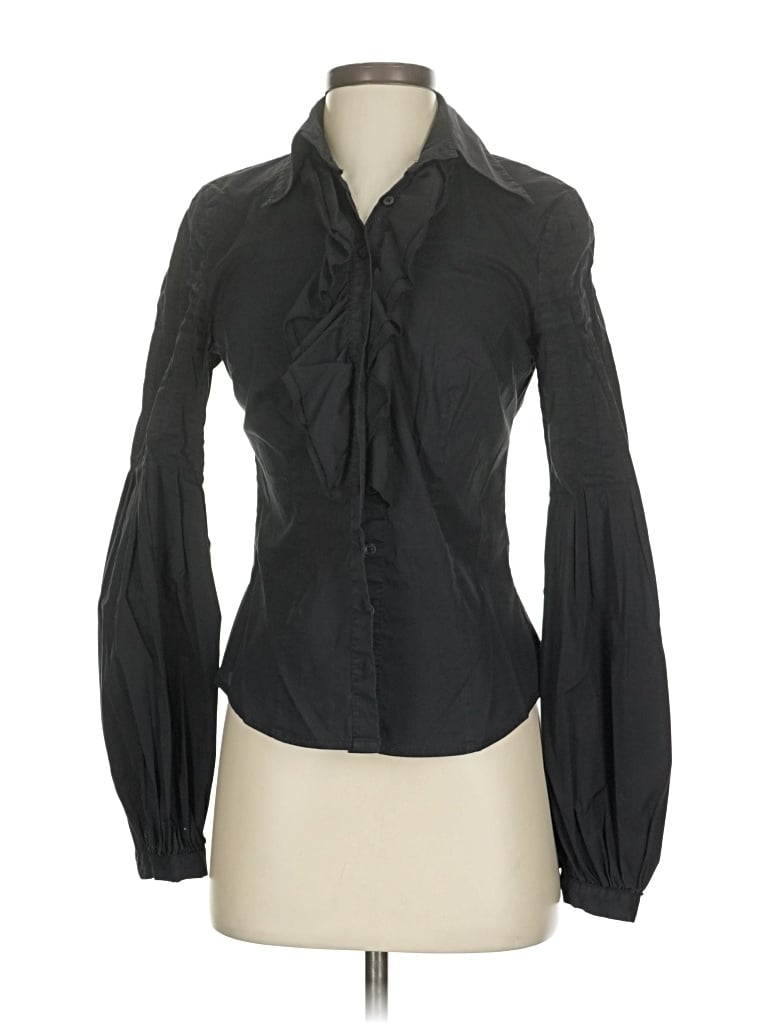 Pre-owned 2b Bebe Long Sleeve Blouse In Black