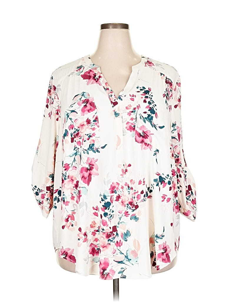 Pre-owned Torrid 3/4 Sleeve Blouse In White