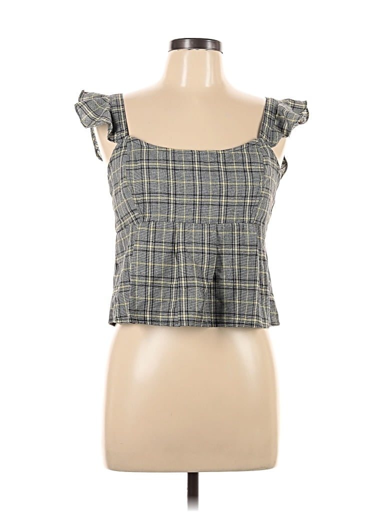 Pre-owned Sans Souci Sleeveless Top Gray Square Neckline Tops