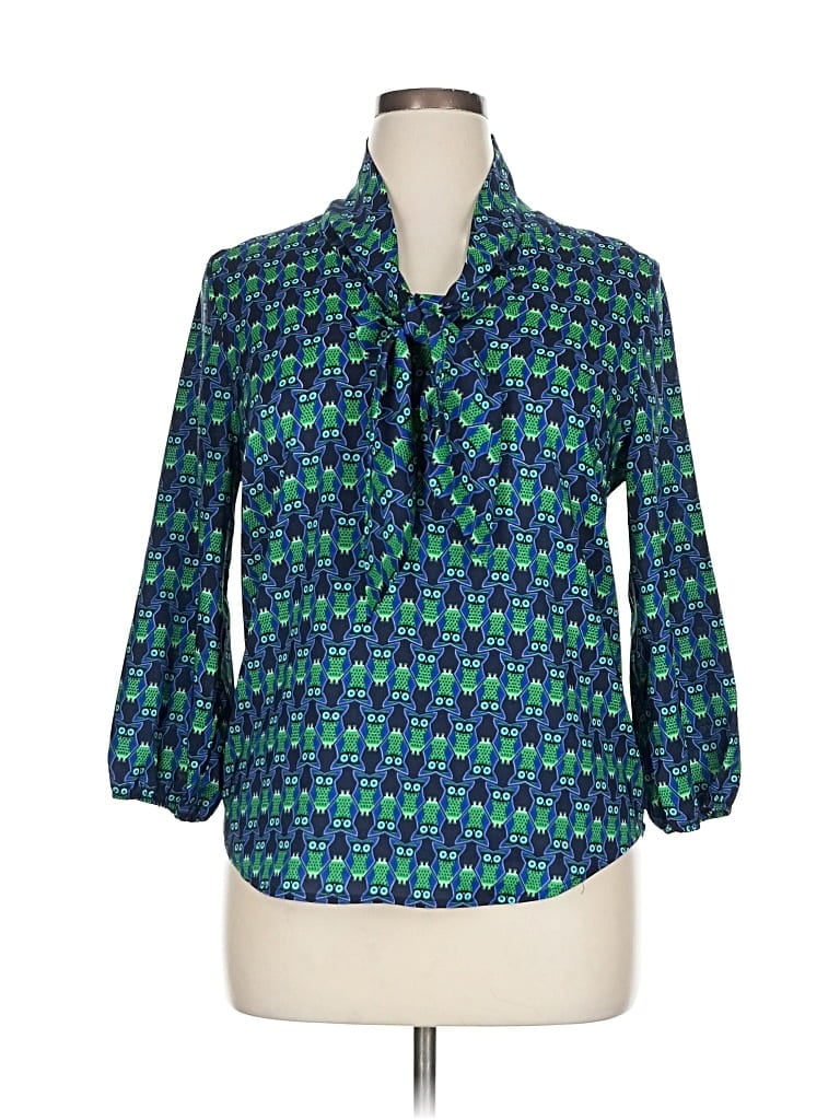 Pre-owned Cynthia Rowley Tjx 3/4 Sleeve Blouse In Blue
