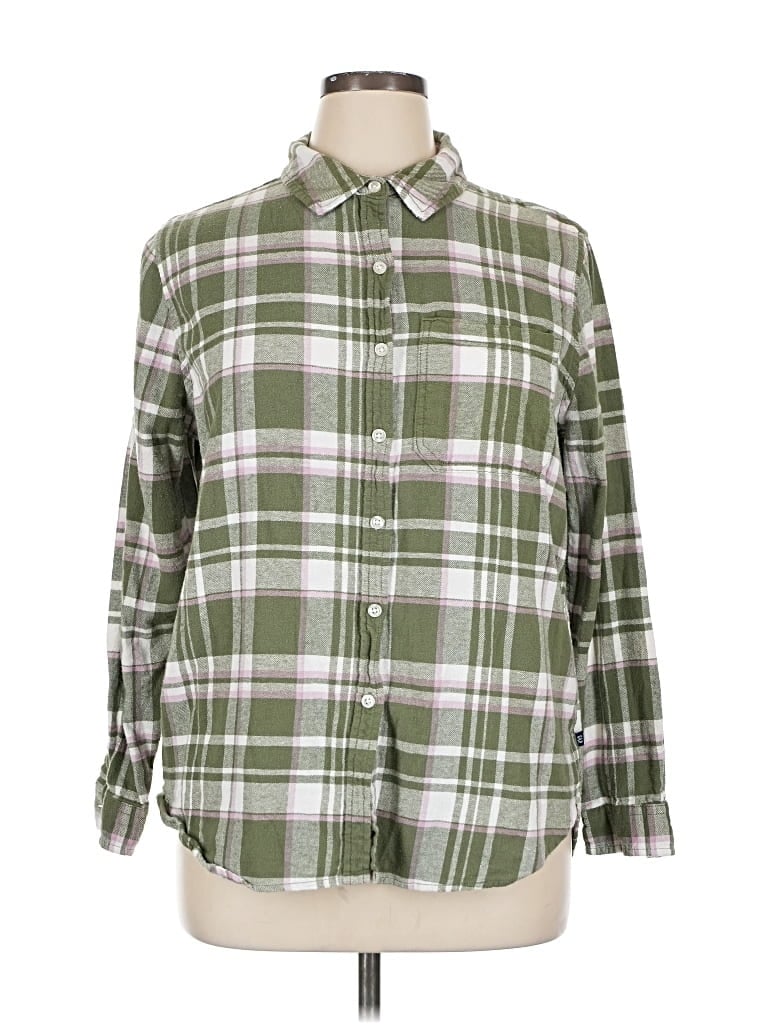 Pre-owned Gap Long Sleeve Button Down Shirt In Green