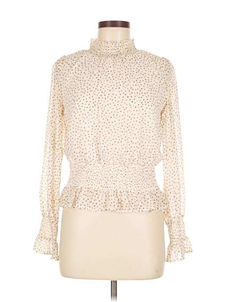 Pre-owned Japna Long Sleeve Blouse In White