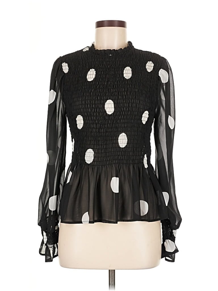 Pre-owned Sweet Rain Long Sleeve Blouse In Black