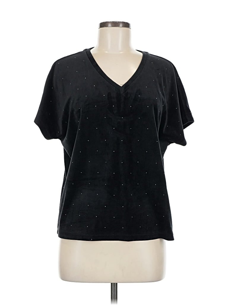 Pre-owned Ann Taylor Loft Short Sleeve Blouse In Black