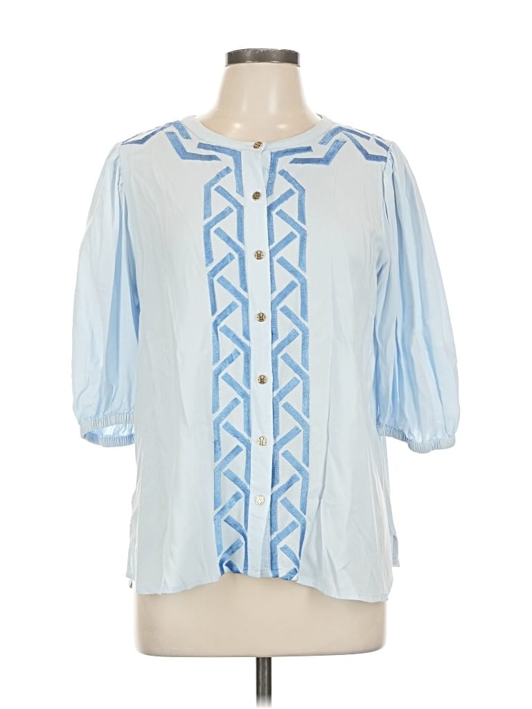 Pre-owned Emily Mccarthy 3/4 Sleeve Blouse In Blue