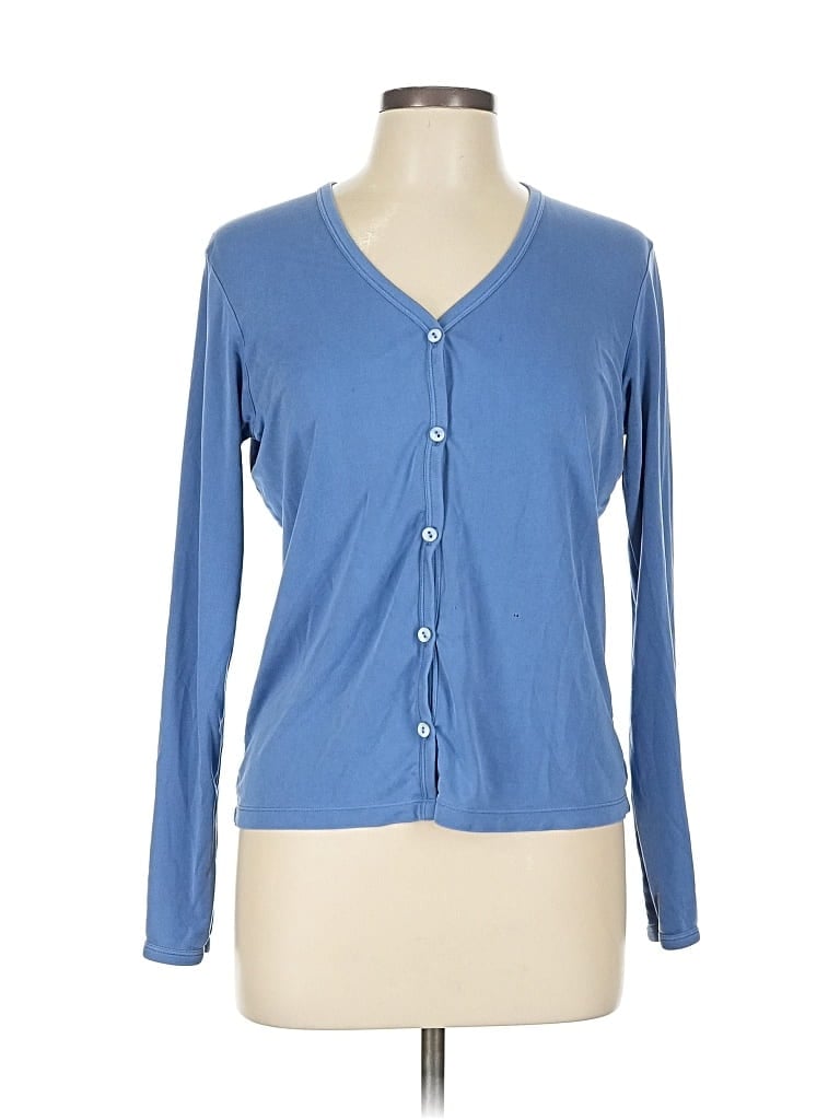 Pre-owned August Silk Cardigan Sweater In Blue