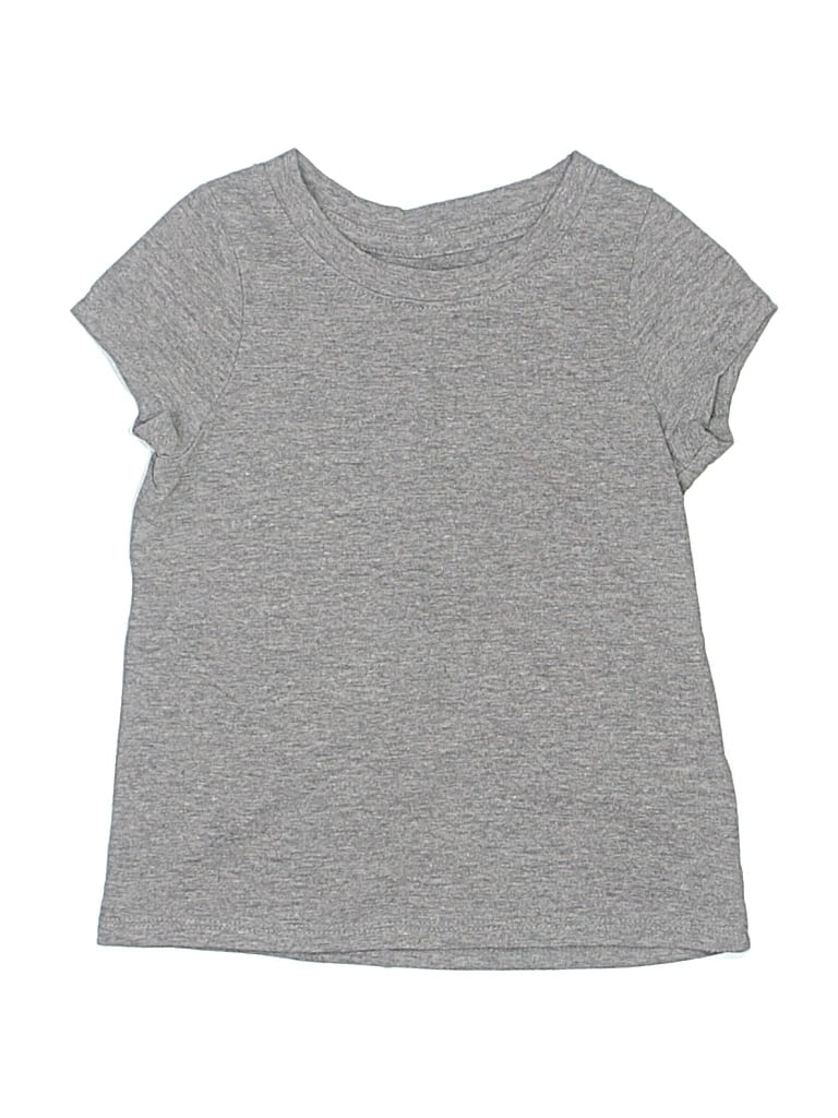 Pre-owned Cat & Jack Kids' Short Sleeve Top Gray Crew Neck Tops