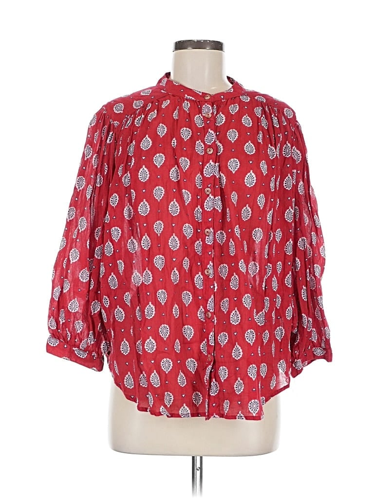 Pre-owned By Anthropologie 3/4 Sleeve Blouse In Red