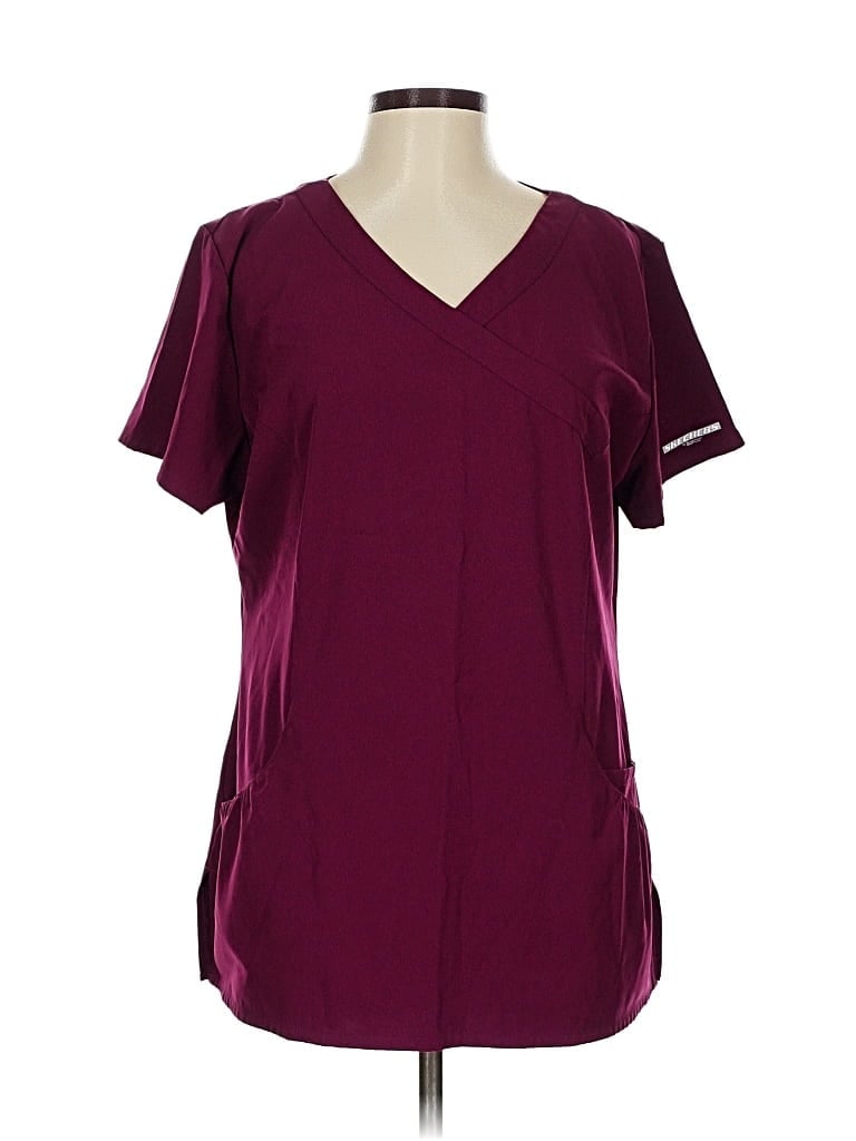 Pre-owned Skechers Short Sleeve Blouse In Burgundy