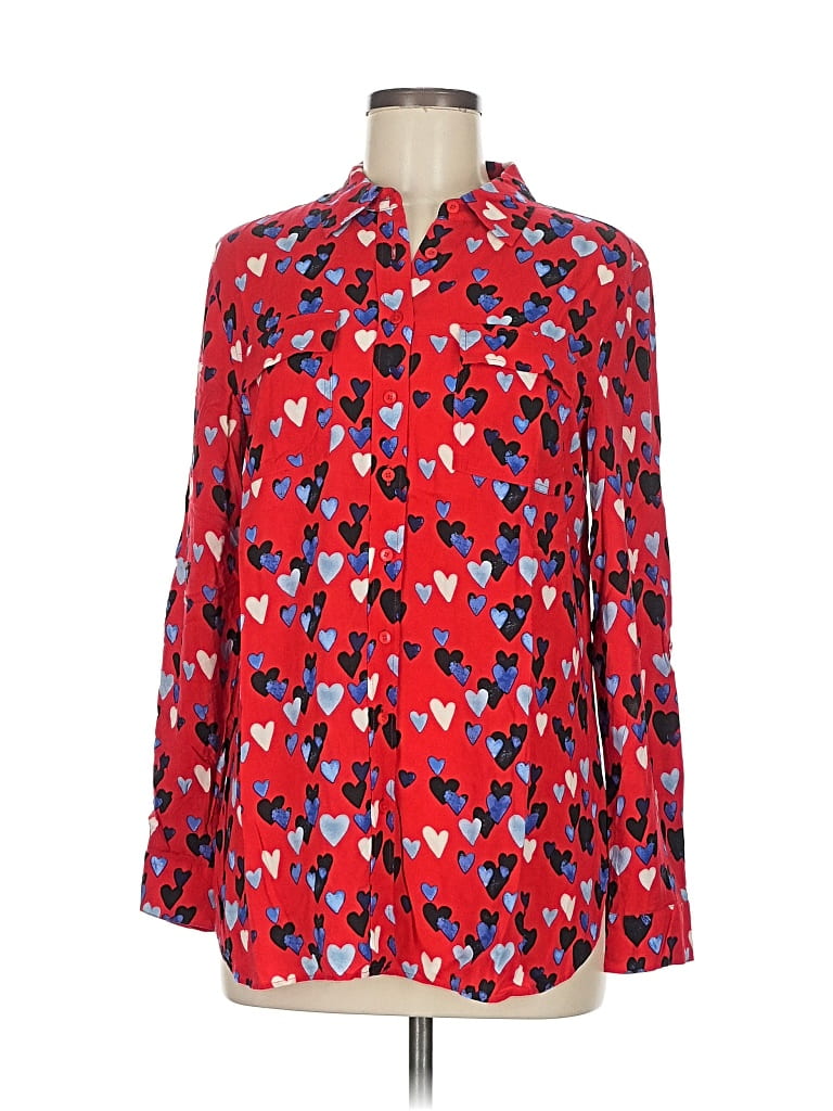 Pre-owned Talbots Long Sleeve Blouse In Red