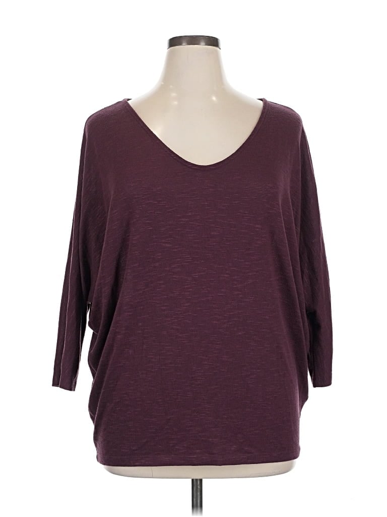 Pre-owned Market & Spruce 3/4 Sleeve T-shirt In Burgundy
