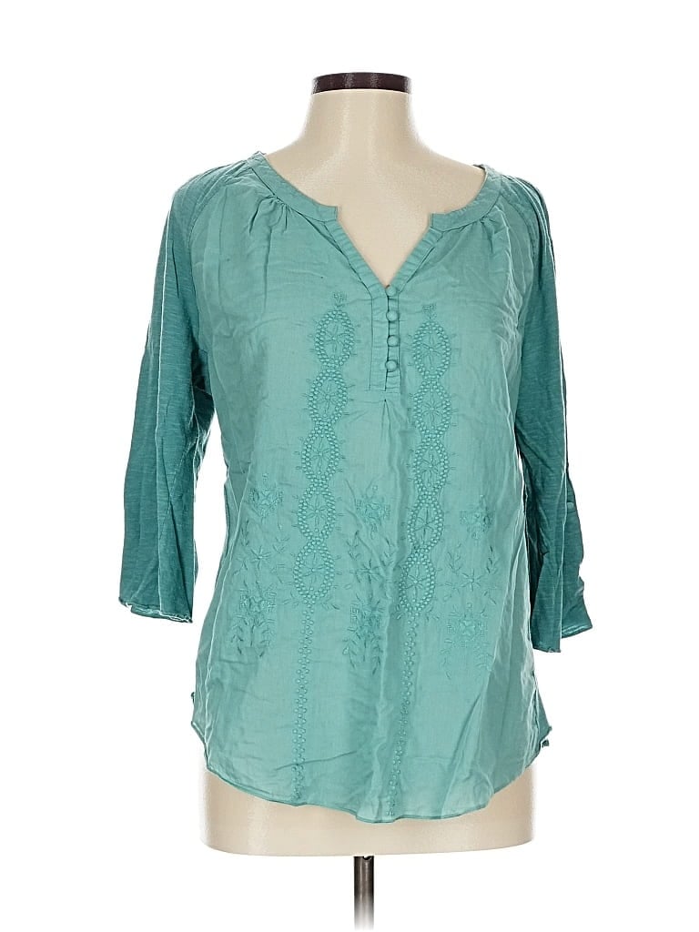 Pre-owned Nine West 3/4 Sleeve Blouse In Blue