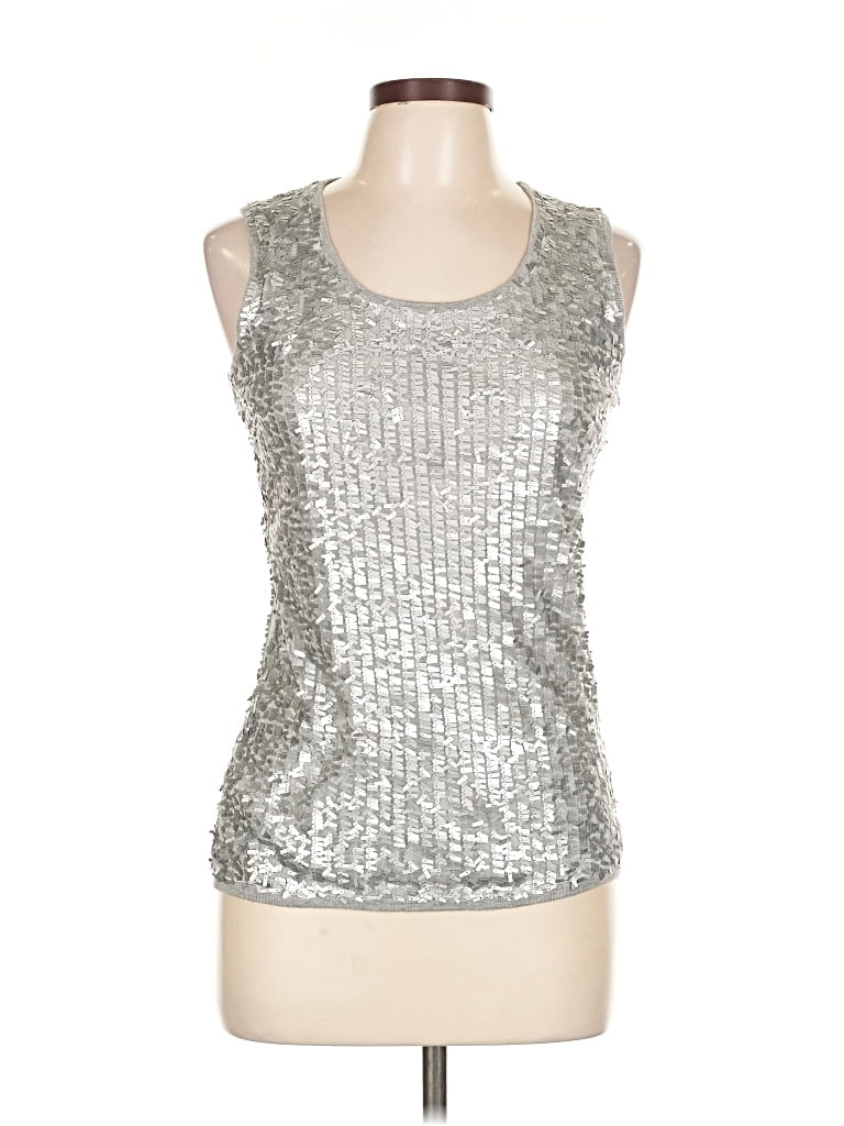 Pre-owned Verve Ami Sleeveless Top Silver Scoop Neck Tops