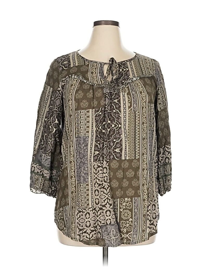 Pre-owned Weekend Suzanne Betro 3/4 Sleeve Blouse In Brown
