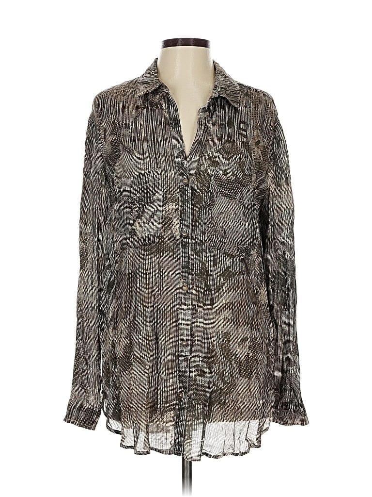 Pre-owned Pilcro Long Sleeve Blouse In Gray